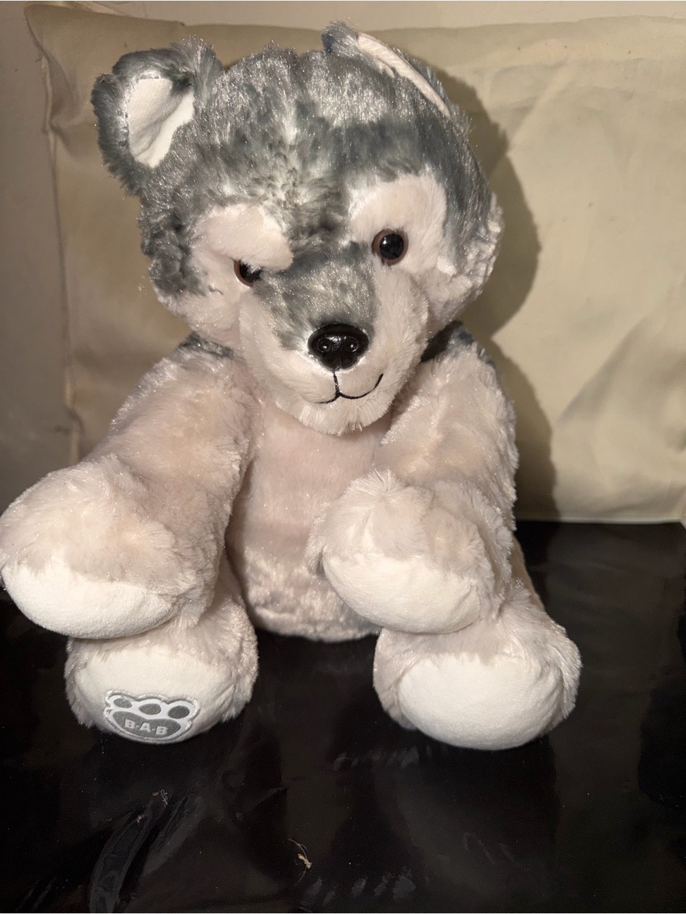 Build A Bear wolf pup dog 12” grey and ivory stuffed animal plush RARE